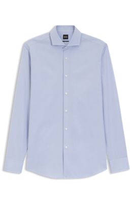 Camisa slim fit de cambray de algod&oacute;n italiano, Luz p&uacute;rpura