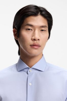 Camisa slim fit de cambray de algod&oacute;n italiano, Luz p&uacute;rpura