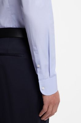 Camisa slim fit de cambray de algod&oacute;n italiano, Luz p&uacute;rpura