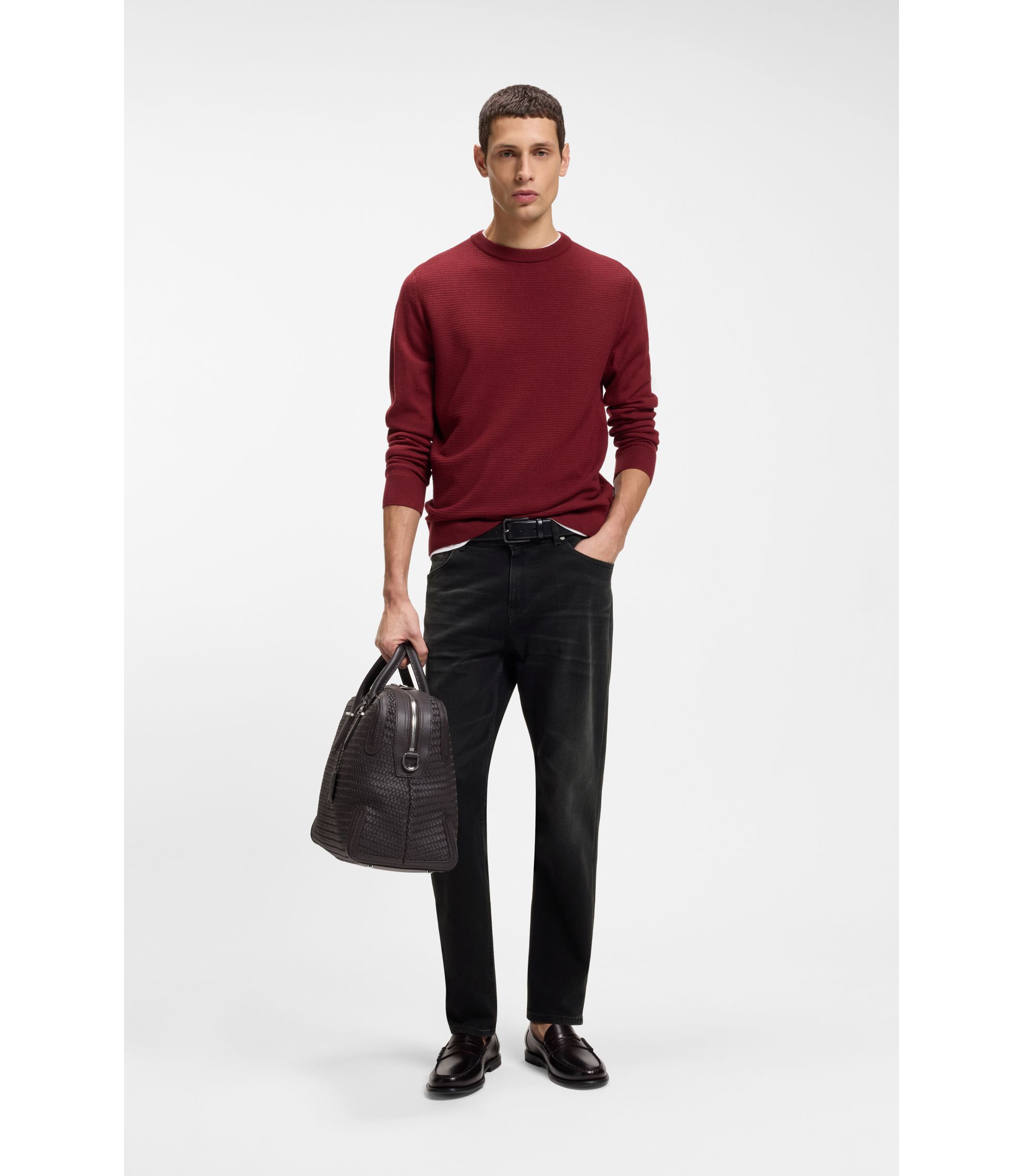 Pantalon Habillé Hugo Boss Faberto182FS Noir - Taille US 32 (IT 48), Laine Et Polyester, Coupe Plate élégante