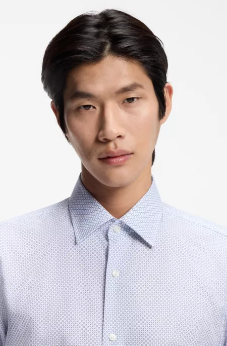 Printed slim-fit shirt in Italian-made twill