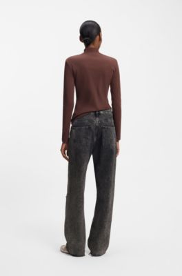 Black relaxed-fit jeans in rigid denim, Black