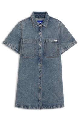 A-line dress in comfort-stretch denim, Blue