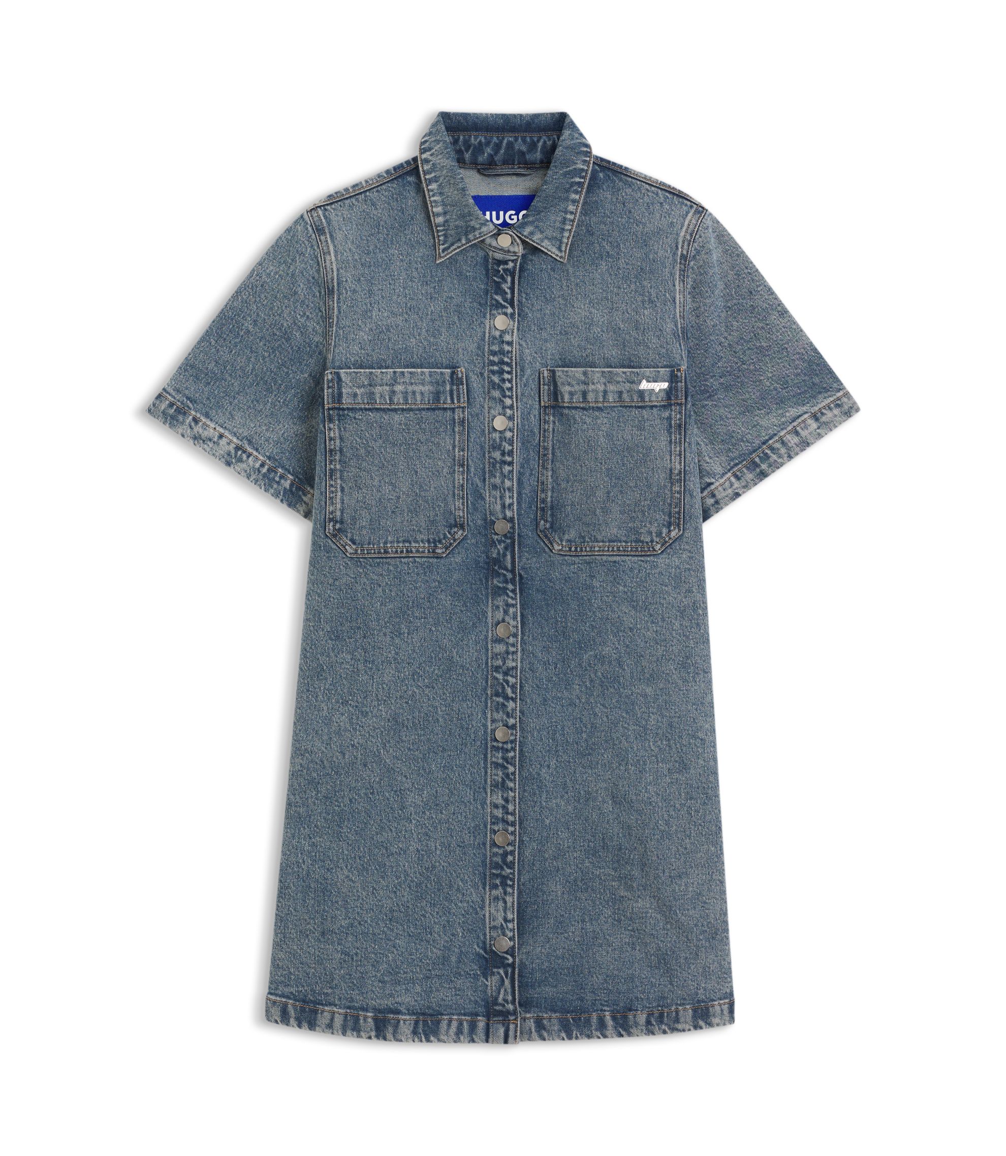 HUGO - A-line dress in comfort-stretch denim - Blue
