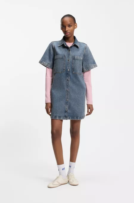 A-line dress in comfort-stretch denim