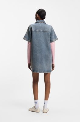 A-line dress in comfort-stretch denim, Blue