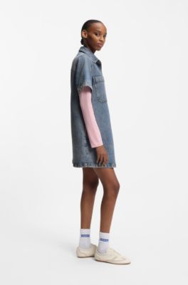 A-line dress in comfort-stretch denim, Blue