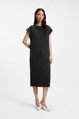 Robe en jersey coupe d&eacute;contract&eacute;e avec d&eacute;tail nou&eacute; &agrave; l'arri&egrave;re, Noir