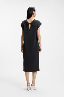 Robe en jersey coupe d&eacute;contract&eacute;e avec d&eacute;tail nou&eacute; &agrave; l'arri&egrave;re, Noir