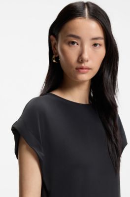 Robe en jersey coupe d&eacute;contract&eacute;e avec d&eacute;tail nou&eacute; &agrave; l'arri&egrave;re, Noir