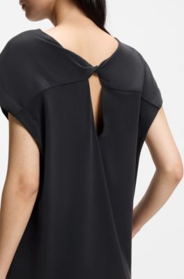 Robe en jersey coupe d&eacute;contract&eacute;e avec d&eacute;tail nou&eacute; &agrave; l'arri&egrave;re, Noir