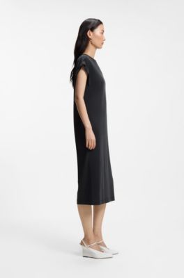 Robe en jersey coupe d&eacute;contract&eacute;e avec d&eacute;tail nou&eacute; &agrave; l'arri&egrave;re, Noir