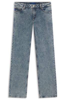 Jeans boot cut en denim el&aacute;stico azul, Azul