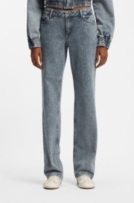 Blue boot-cut jeans in stretch denim, Blue