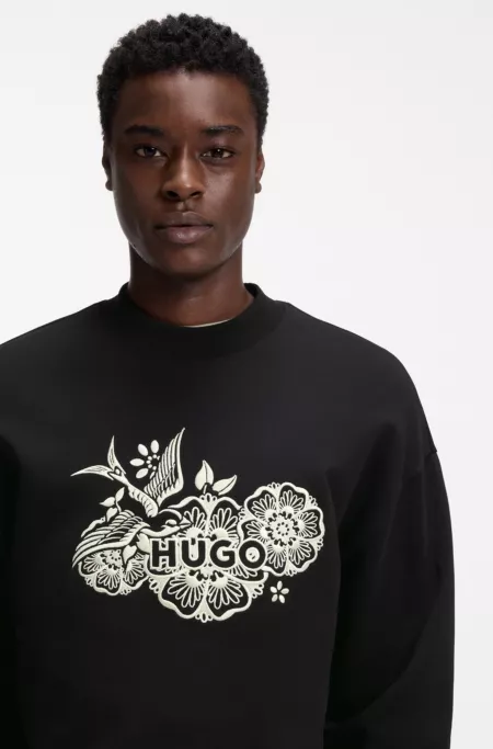 Cotton-terry sweatshirt with embroidered artwork