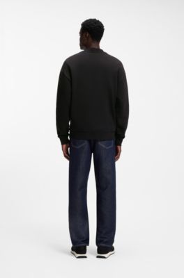 Cotton-terry sweatshirt with embroidered artwork, Black