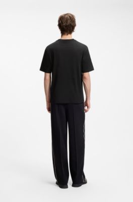 T-shirt en jersey de coton &agrave; logo brod&eacute;, Noir