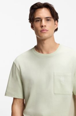 Cotton-jersey T-shirt with embroidered logo, Light Green