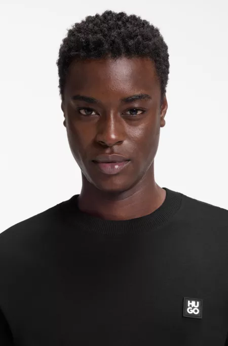 Relaxed-fit T-shirt in interlock cotton with embroidered shoulders