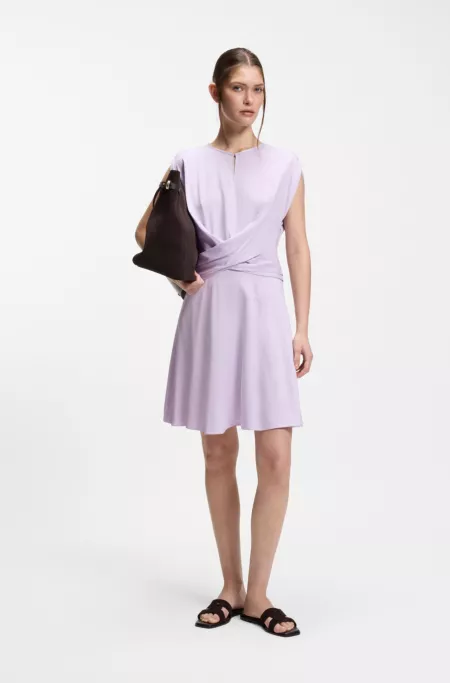 Keyhole-neckline dress with wrap detail