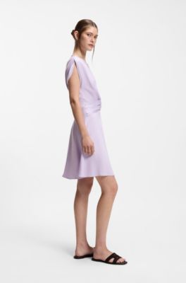 Robe avec d&eacute;tail drap&eacute; et encolure goutte d'eau, Violet clair