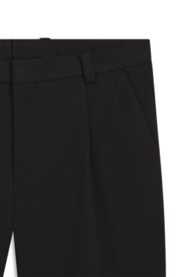 Pantalones de corte moderno en algod&oacute;n jaspeado, Negro
