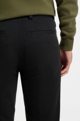 Pantalones de corte moderno en algod&oacute;n jaspeado, Negro