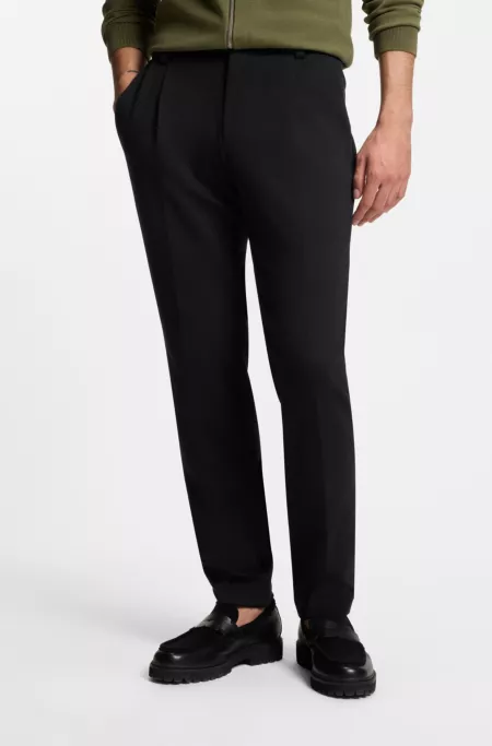Melange modern-fit trousers in a cotton blend