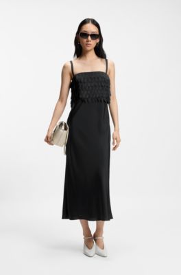 Strappy dress with laser-cut shapes, Black
