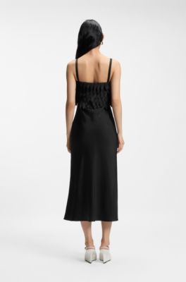 Strappy dress with laser-cut shapes, Black