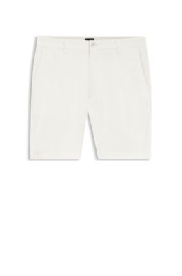 Modern-fit shorts in stretch-cotton twill, White