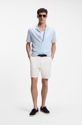 Modern-fit shorts in stretch-cotton twill, White