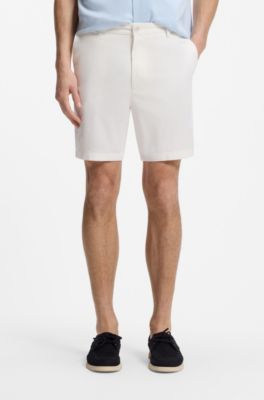 Modern-fit shorts in stretch-cotton twill, White
