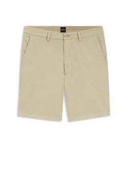 Shorts modern fit de sarga de algod&oacute;n el&aacute;stico, Beige claro