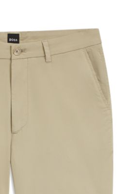 Shorts modern fit de sarga de algod&oacute;n el&aacute;stico, Beige claro