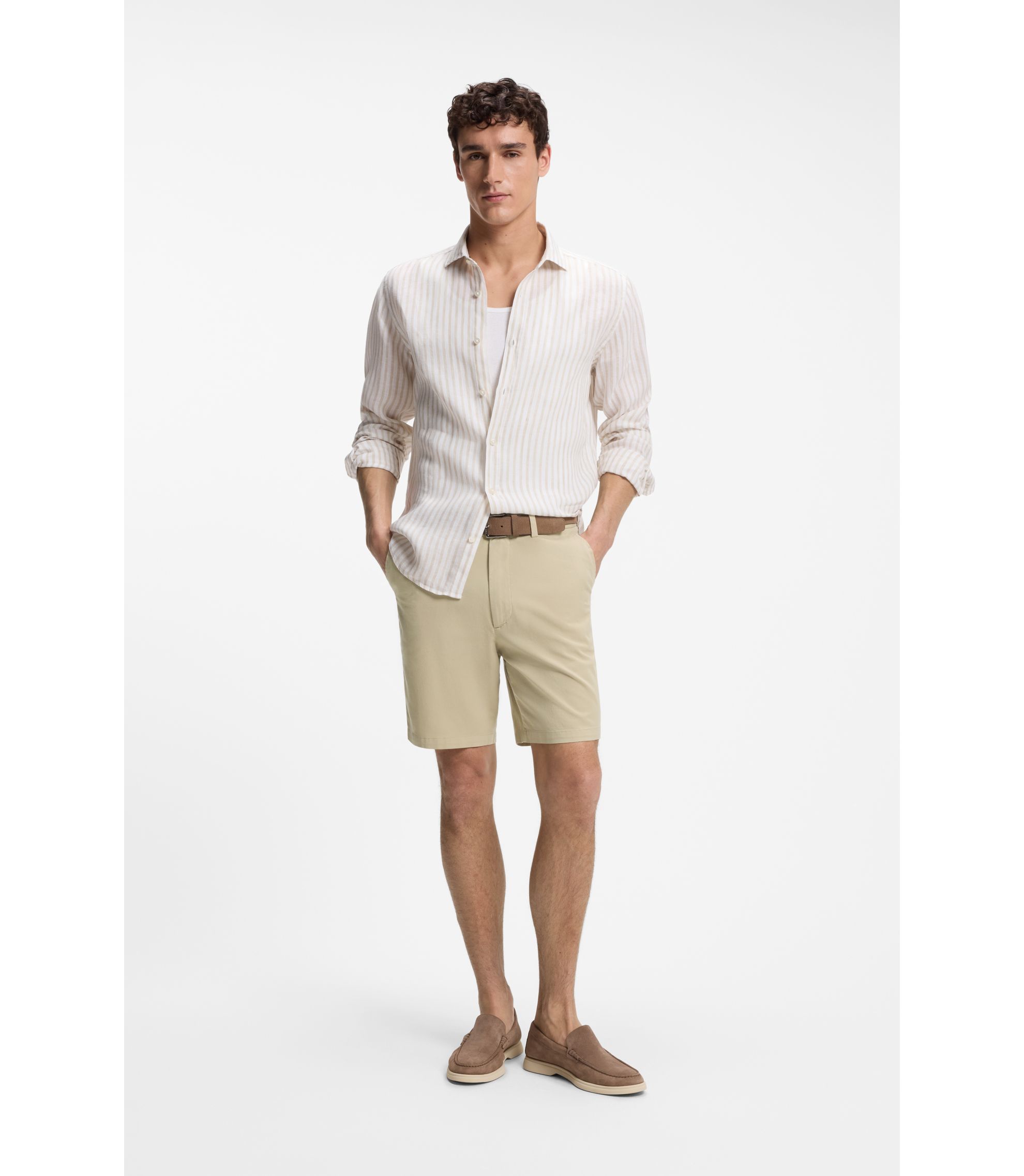 BOSS Modern-fit stretch-cotton Twill Men shorts - light beige