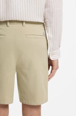 Shorts modern fit de sarga de algod&oacute;n el&aacute;stico, Beige claro