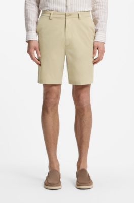 Shorts modern fit de sarga de algod&oacute;n el&aacute;stico, Beige claro
