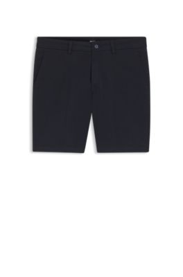 Shorts modern fit de sarga de algod&oacute;n el&aacute;stico, Azul oscuro