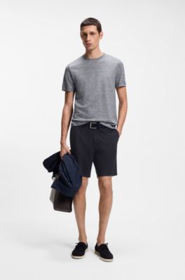 Shorts modern fit de sarga de algod&oacute;n el&aacute;stico, Azul oscuro