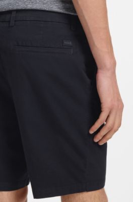 Shorts modern fit de sarga de algod&oacute;n el&aacute;stico, Azul oscuro
