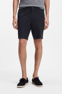 Shorts modern fit de sarga de algod&oacute;n el&aacute;stico, Azul oscuro