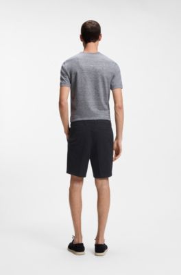 Shorts modern fit de sarga de algod&oacute;n el&aacute;stico, Azul oscuro