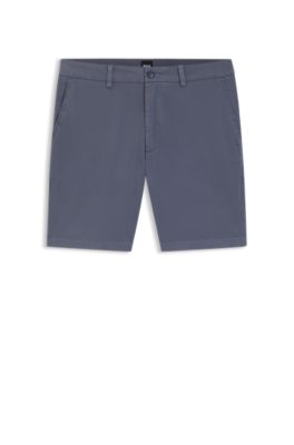 Shorts modern fit de sarga de algod&oacute;n el&aacute;stico, Celeste