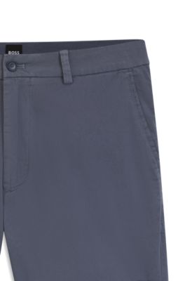 Shorts modern fit de sarga de algod&oacute;n el&aacute;stico, Celeste