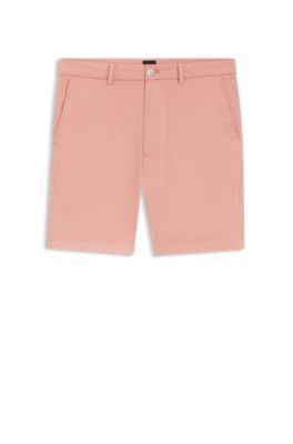 Shorts modern fit de sarga de algod&oacute;n el&aacute;stico, Rosa claro