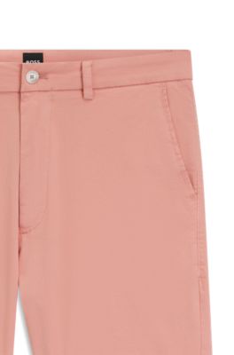 Shorts modern fit de sarga de algod&oacute;n el&aacute;stico, Rosa claro