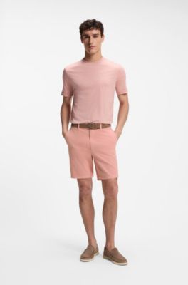 Shorts modern fit de sarga de algod&oacute;n el&aacute;stico, Rosa claro