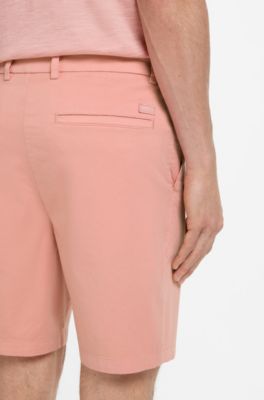 Shorts modern fit de sarga de algod&oacute;n el&aacute;stico, Rosa claro