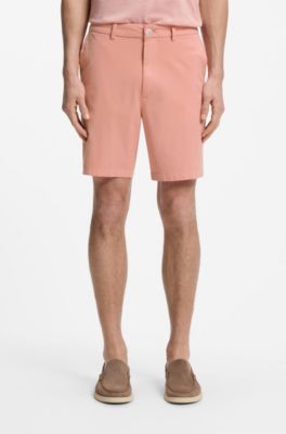 Shorts modern fit de sarga de algod&oacute;n el&aacute;stico, Rosa claro